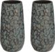 Mica Decorations Vaas Clemente - 2x - 35 x 17 cm - vert/cuivre - céramique - vase