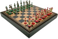 Camelot Jeu d'échecs italien avec pièces en métal et échiquier or/noir, 48 cm