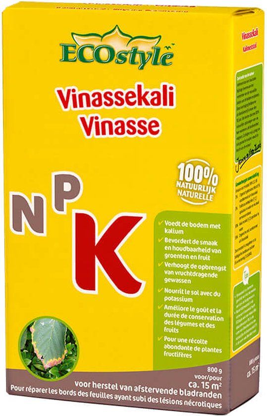 ECOstyle Vinassekali Organische Meststof - 800 g - Voor Moestuin, Siertuin en Fruit - 15 m²