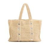 GIOSEPPO Lomira damestas | bast met strasssteentjes in natuurlijke tint | strandmode voor de zomer | ritssluiting en binnenzak, boho-tas, dagelijks gebruik en reizen, Natuurlijk., M, Hedendaags