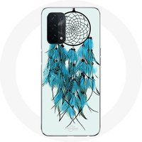 Maniacase Hoesje voor Oppo A74 5G Dromenvanger blauw witte achtergrond