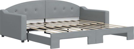 vidaXL Slaapbank met onderschuifbed 90x190 cm stof lichtgrijs