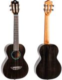 Flight Iris Tinta Tenor TBK Ukulele met All Solid Mahogany Body, Rosewood Toets en Fluorocarbon Snaren, Transparent Black