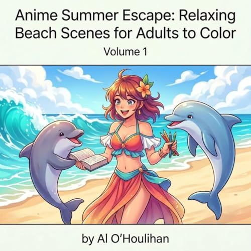 Anime Summer Escape: Relaxing Beach Scenes for Adults to Color: Volume 1