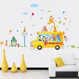 Zelfklevende stickers voor kinderen | stickers dieren op school – wanddecoratie kinderkamer | 90 x 60 cm