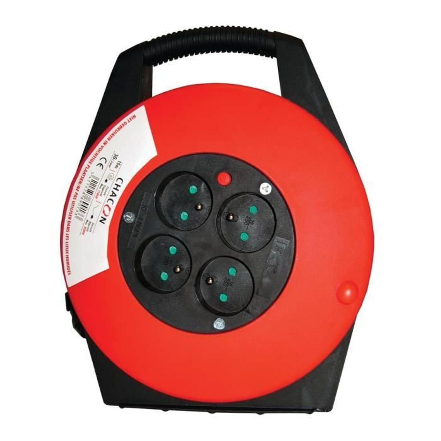 Chacon kabeldoos 4 x 16 A - 3 x 1,5 mm - 10 m - Zwart/Rood