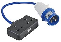 PRO ELEC PELB0139 16A 230V 2 versnellingen UK 13A verlengkabel voor CEE-stekker 2P+E, blauw, 350 mm
