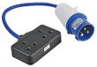 PRO ELEC PELB0139 16A 230V 2 versnellingen UK 13A verlengkabel voor CEE-stekker 2P+E, blauw, 350 mm