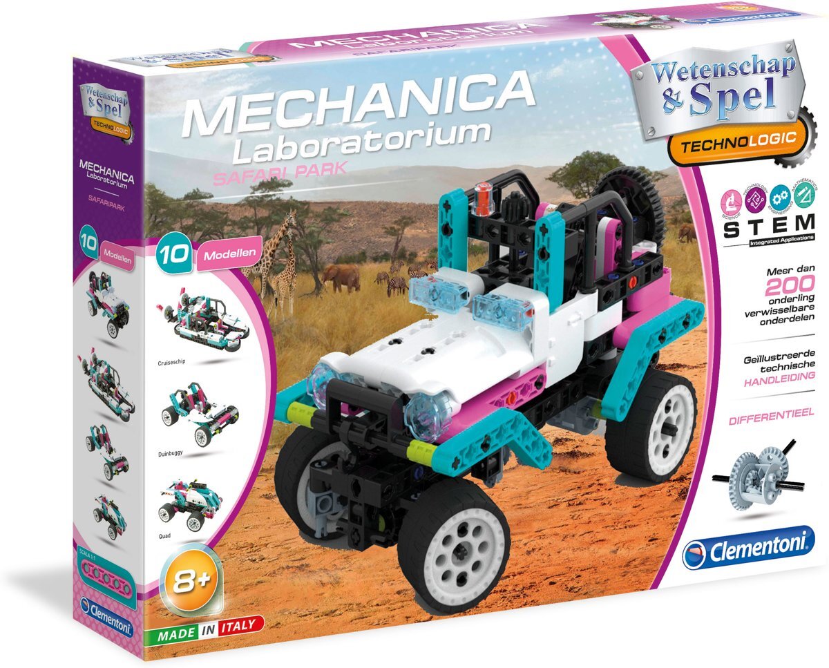 Clementoni - Mechanica Laboratorium - Pink Jeep Safari - Constructiespeelgoed STEM