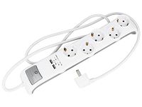 Amig - Mod.5520 stekkerdoos met meerdere voetjes, 5 Schuko-stopcontacten met aarding en schakelaar + 2 USB-aansluitingen van maximaal 2,1 A - 3G-kabel van 1,5 mm² en 1,4 m