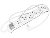 Amig - Mod.5520 stekkerdoos met meerdere voetjes, 5 Schuko-stopcontacten met aarding en schakelaar + 2 USB-aansluitingen van maximaal 2,1 A - 3G-kabel van 1,5 mm² en 1,4 m