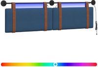 vidaXL - Hangend hoofdbord - Met LED-verlichting - Blauw - Antiek - PU