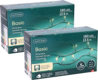 Merkloos Kerstverlichting Transparant Snoer met 180 Warm Witte LED Lampjes - 13,5 Meter - Binnen/Buiten - 2 Pakjes