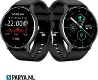 Parya Official Dark Black Smartwatch - Heren & Dames - HD Full Touchscreen - Activity Tracker - IOS & Android