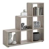 FMD Möbel 248-001 Mega 1 boekenkast, trap, met 6 vakken, hout, eiken, zandkleurig, 104,5 x 33 x 108 cm