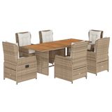 VidaXL 7-delige Tuinset met Kussens Poly Rattan Beige