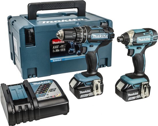 Makita DLX2131JX 18V Li-Ion accu klopboor-/schroefmachine DHP482 & slagschroevendraaier DTD152 Combiset 2x 3.0Ah accu in Mbox