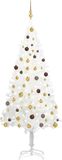 VidaXL Kunstkerstboom met verlichting en kerstballen 210 cm PVC wit