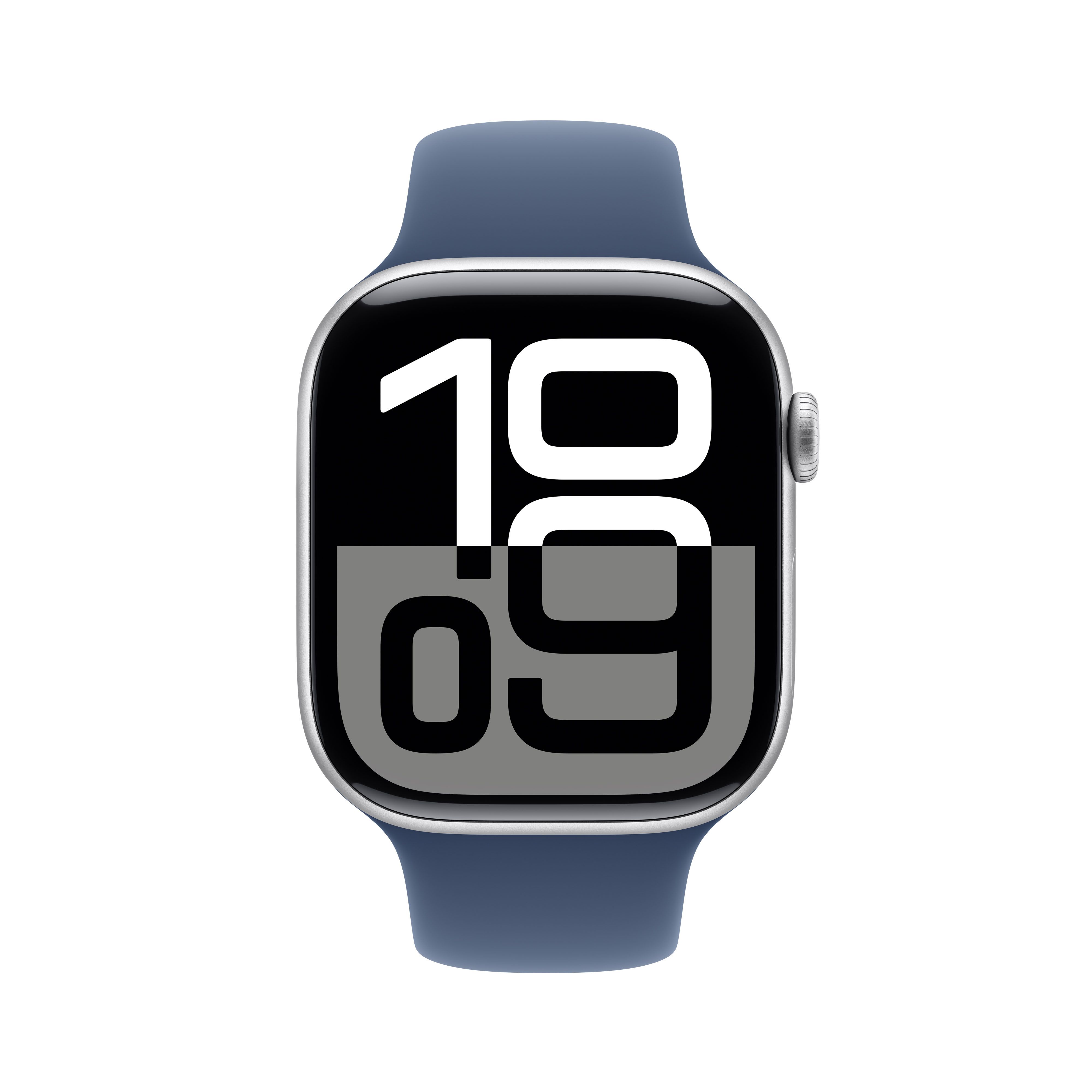 Apple Watch Series 10 46mm - Zilver Aluminium Case met Denim Sportbandje - M/L