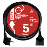 EMOS 5 m verlengkabel, 1 stopcontact, 250 V, pvc, binnen, zwart