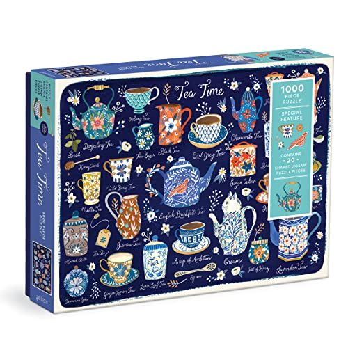 Galison Tea Time 1000 Piece Puzzle with Shaped Pieces