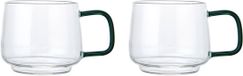 La Cafetière Tasses en verre Gyro Verre borosilicaté Poignée verte Lot de 2