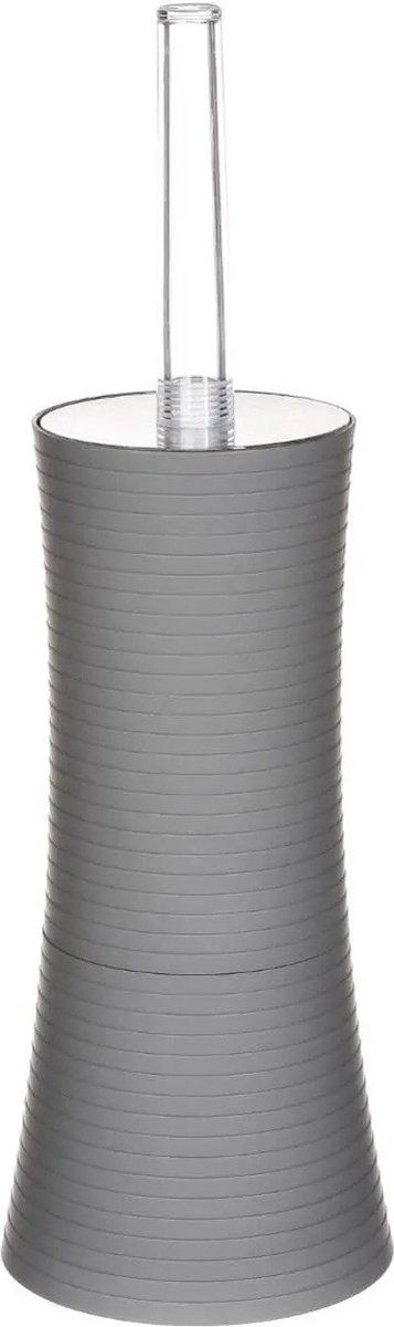 5five WC- / toiletborstel met houder rond grijs kunststof 38 cm
