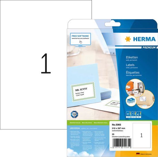 Herma Premium Etiketten - 210x297mm - 25 vel - 5065