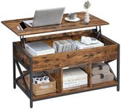 Merkloos Stylo Salontafel - Verstelbare Hoogte - Met Opbergruimte - Staal - Vintage Bruin/Zwart