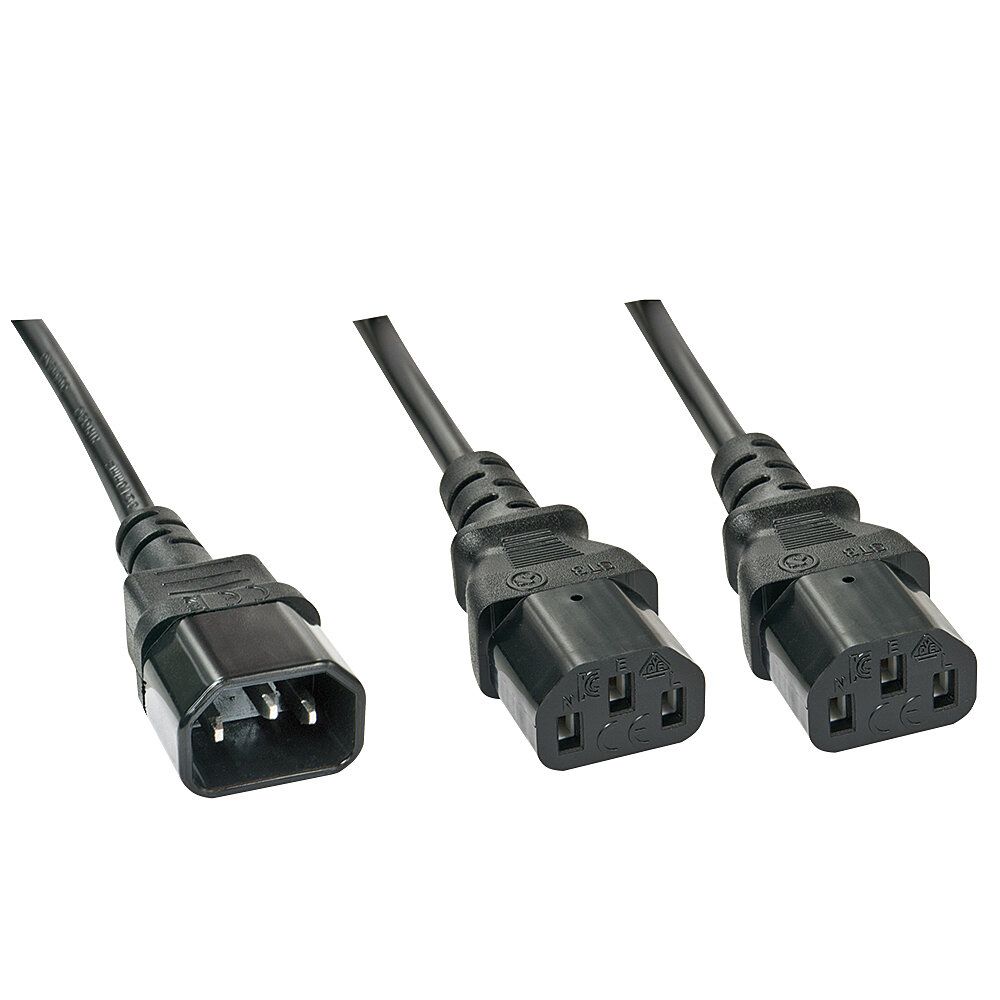 Lindy 30363 electriciteitssnoer Zwart 1 m C14 stekker 2 x C13 stekker