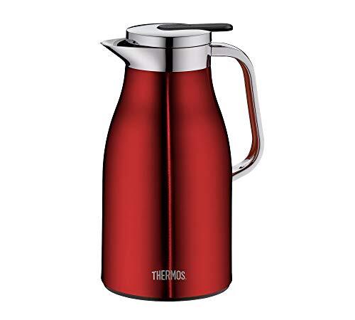 Thermos Century Thermoskan van roestvrij staal, 1 liter, glazen inzet, schenkknop met één hand, 4046.248.100 isoleerkan houdt 12 uur warm, ideaal als koffiepot of theepot, kan voor 8 kopjes