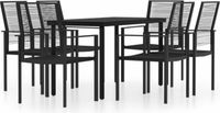 vidaXL Ensemble de jardin 7 pièces - Noir
