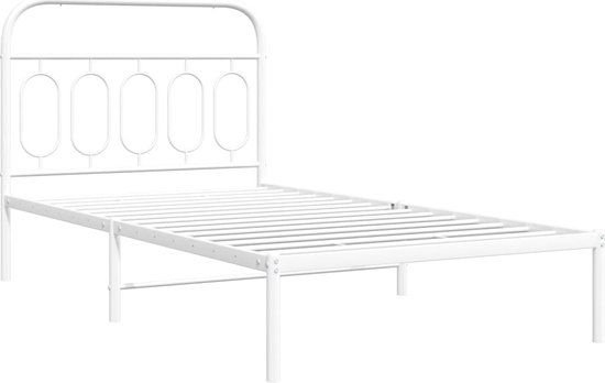 vidaXL Bedframe met hoofdbord Metaal Wit 107x203 cm