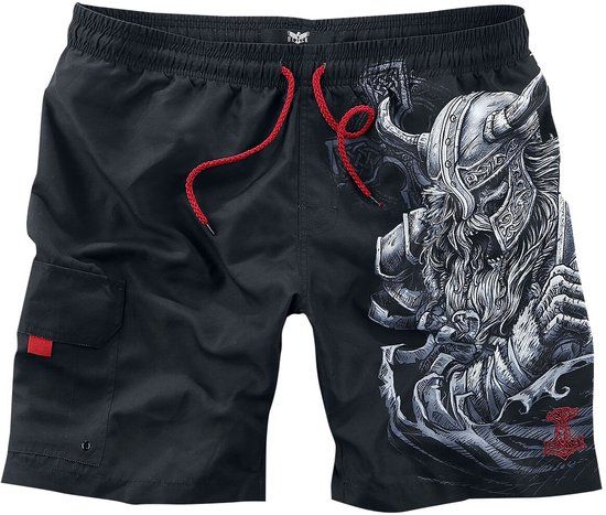 Black Premium by EMP Zwarte zwembroek met vikingopdruk - Heren - L