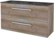 Basic Line Start 46 Badkamermeubelset - 120 x 46 cm - Met Grepen - 2 Lades - Hardstenen Wastafel - 2 Kraangaten - Scotch Oak