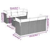 vidaXL 7-delige Loungeset met kussens, polyrattan, zwart