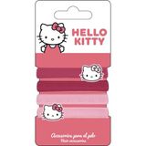 Hello Kitty Haarelastiekjes voor meisjes, 4 stuks, elastisch, versierd met Hello Kitty-figuren in roze tinten