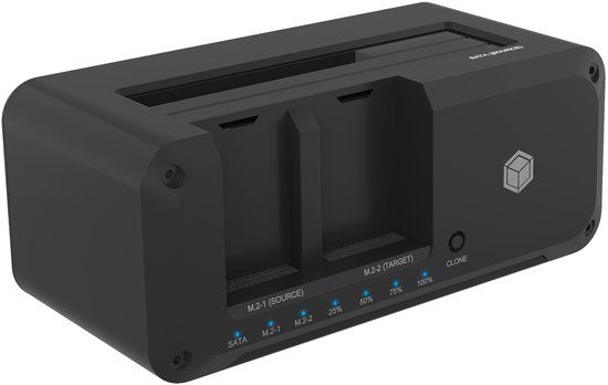 IB-2924MSCL-C31, ICY BOX IB-2924MSCL-C31 Kloon- & Docking Station voor 2,5"/3,5" SATA & M.2 NVMe SSD – USB 3.2 Gen 2 Type-C®, tot 10 Gbit/s, one-touch stand-alone kloonfunctie, 3 gelijktijdige schijven, LED-status, plug & play