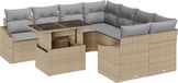 vidaXL Tuinbank Set 9 stuks Beige en Lichtgrijs Polyrattan