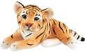 Tijger en knuffel - Peluche tigre - Couché - 30 cm - Brun
