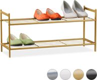 Merkloos Relaxdays schoenenrek - 2 laags - 6 paar - metaal - 33,5x69,5x26 cm - goud