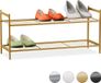 Merkloos Relaxdays schoenenrek - 2 laags - 6 paar - metaal - 33,5x69,5x26 cm - goud