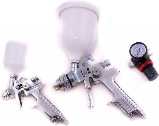 BGS Verfspuitpistool - Inclusief accessoires - Lucht aansluiting 1/4" - Rood, Wit, Zilver, Zwart