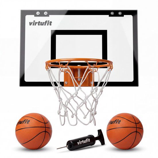 VirtuFit Pro Mini Basketbalbord met Ring - Zwart - Inclusief 2 Ballen en Pomp