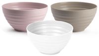 Plasticforte bols - 9x pièces - rose/blanc/beige - plastique - 15 x 8 cm