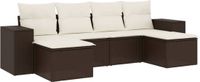vidaXL 6-delige Loungeset met kussens poly rattan bruin