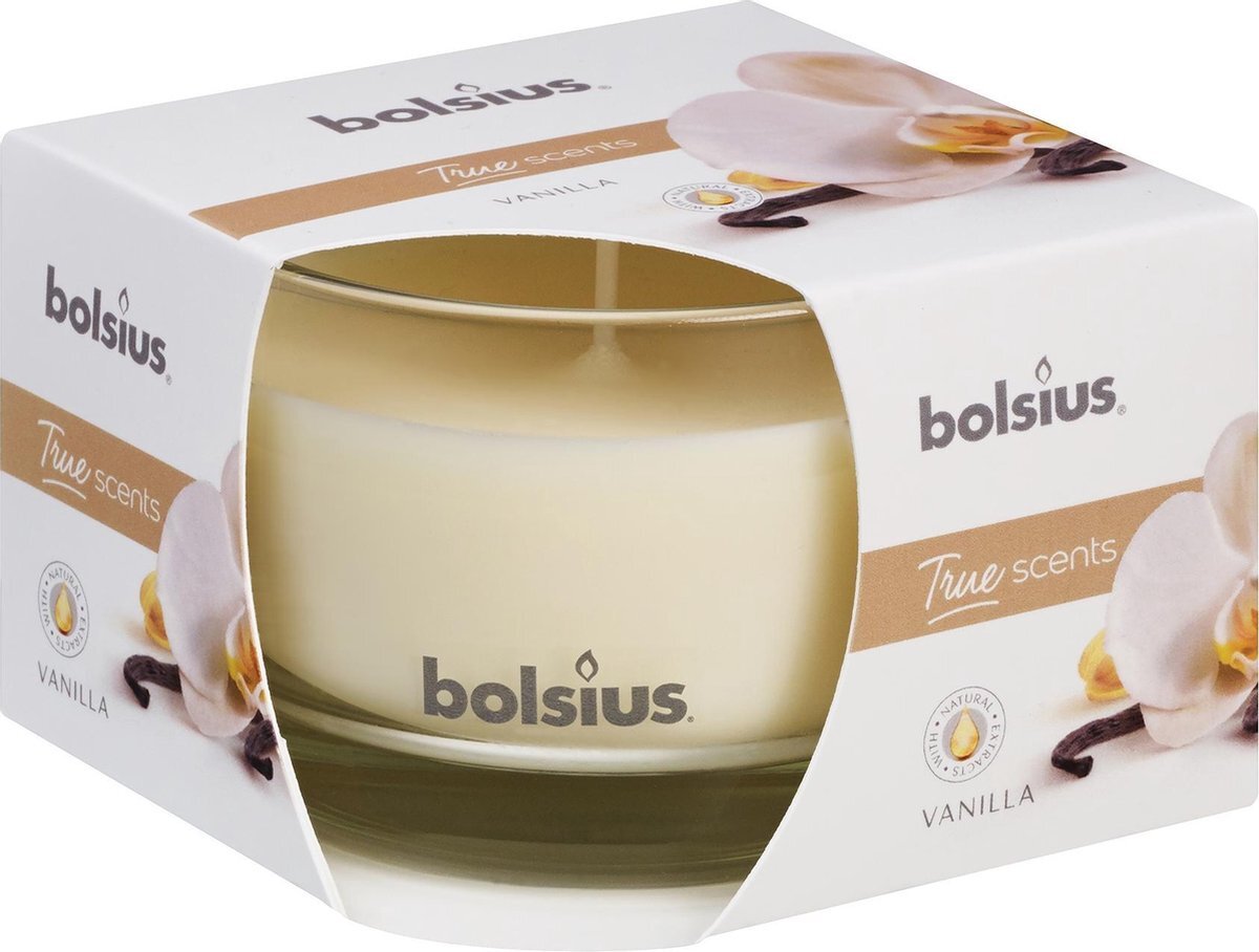 Bolsius Geurkaars True Scents Vanille 9,2 Cm Glas/wax Wit