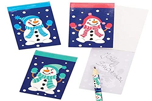 Baker Ross AX438 12 Sneeuwpop Kerstmis Notitieboekjes - 12 Stuks, Tekenblokken Voor Kinderen, Ideaal Vulmiddel Voor Feesttassen