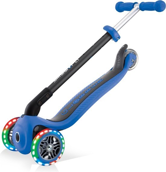 Globber Primo Foldable Lights Scooter with battery-free LED wheels Kids navy blue