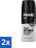 Axe Déodorant Spray 72hrs Anti Sweat Black 150 ml - 2 Stuks